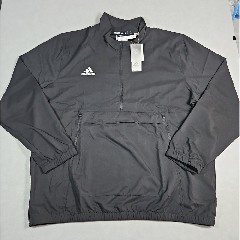 Adidas AeroReady Mens Black‎ 1/2 Zip Pullover Performance Jacket Size XL NWT
